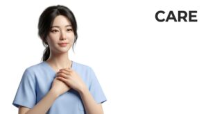 검진 후 정서적 안정과 케어를 상징하는 여성의 모습